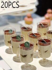 20pcs Mini Dessert Cup Clear Parfait Appetizer Cup Small Serving Bowl, Plastic Small Dessert Cups, Clear Plastic Cups Without Spoon, Reusable Mini Dessert Cup, Party Supplies, Cups Plastic Travel For Cakes, Ice Cream, Tasting, Party, Buffet, Wedding, Picnic Party, Ramadan, Party Supplies, Cups Plastic (Without Spoon) - Multicolor - View 16