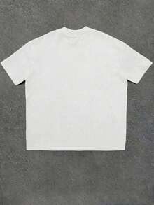 Fashionable Men's Round Neck Short Sleeved Printed Casual T-Shirt, Y2K Hip-Hop Street Retro Style 180g Pure Cotton, Cartoon Character Pattern Short Sleeved Versatile Summer Men's And Women's Essential T-Shirt Top - 白色 - 查看 2