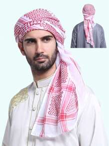 2Pcs/Set-Middle East Arab Dubai Saudi Jacquard Wave Pattern Large Size Men's Headband Headband, Hair Band Headband, Desert Headband, Dubai Arab Outdoor Square Scarf Men's Scarf Windproof Wrap Headband Square Scarf Headband!