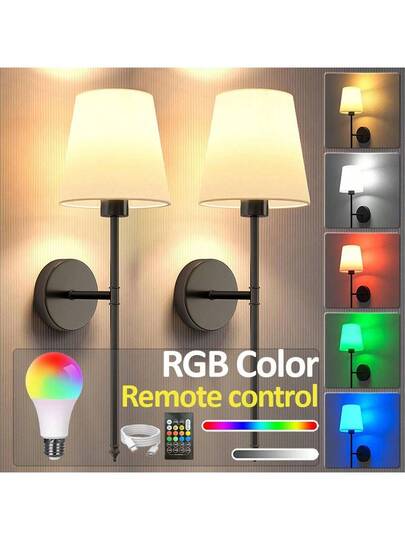 Upgraded No Drill Moderne LED Wand Sconce RGB Rechargeable Bulb Remote Dimming Black/Gold Options Easy Installation Living Room, Bedroom, Study, Dining Room view 4