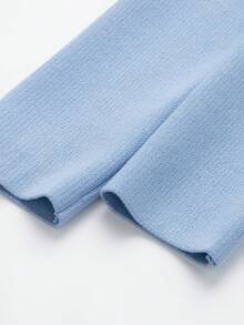 V-Neck Solid Color Casual Knit Sweater With Metal Buttons, Suitable For Spring/Autumn/Winter - Blue - View 6