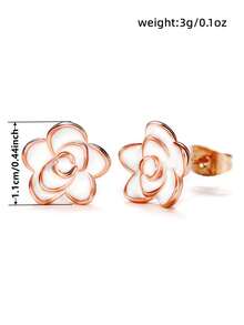 1 Đôi bông tai hình hoa tối giản đính đá Cubic Zirconia, phù hợp cho nữ, có thể đeo trong các dịp cưới hỏi, lễ đính hôn, kỷ niệm, tiệc tùng, ngày Valentine và các dịp khác. - Hoa hồng vàng - Xem 2