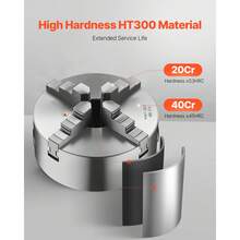 4-Jaw Lathe Chuck, 8 Inch (200 Mm), Self-Centering Chuck With 1 1/2 In-8 Threaded Backing Plate, 0.16-7.87 In (4-200 Mm) Clamping Range With T-Wrench Screws, HT300 Material, For Wood Metal Lathe - 銀色 - 查看 2