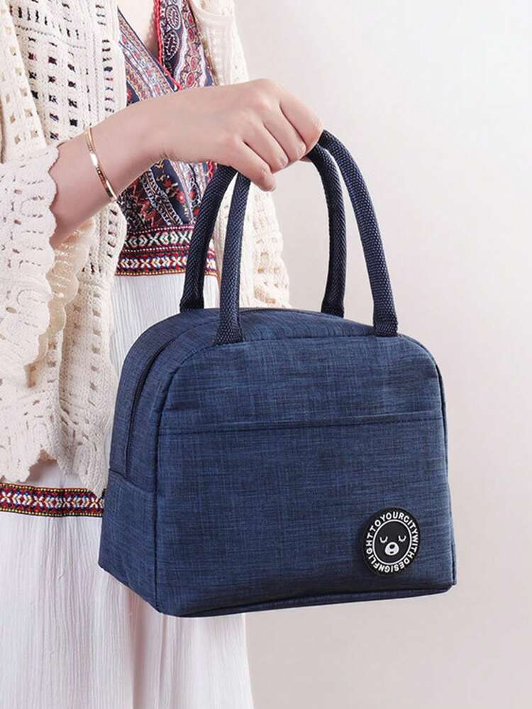 1pc/2pcs Insulated Lunch Bag, Multipurpose Oxford Cloth Aluminum Foil Thermal Tote, Portable Lunch Box Bag, Food Storage - Grey - View 3