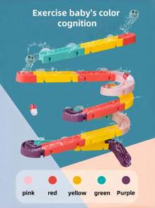 12/16pcs Bathroom Assembly Track Toy Set, Non-Electric Plastic Water Slide Game With Marbles, Creative DIY Assembly Pipeline Building Blocks, Suitable For Toddlers - Fun Shower Game, Fit For 3-6 Years Old Kids, Bathroom Track, Infant, Bath, Shower - Bathroom Rails - View 4