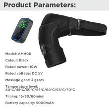 5000mAh可充电加热振动颈肩按摩器，石墨烯加热双控电动按摩器，7档加热+3种振动模式，可拆卸控制器，母亲节、情人节、复活节的完美礼物 - 黑色 - 查看 11