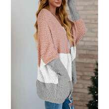 Women Chunky Popcorn Cardigan Oversized Open Front Boyfriend Batwing Long Sleeve Fuzzy Knit Sweaters