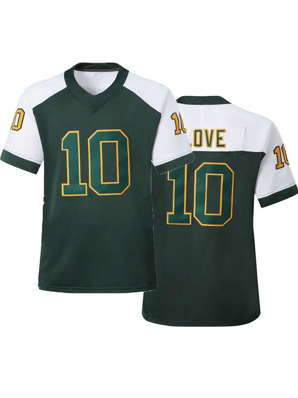 Men's Football Jersey 10 Green Embroidered Sports T-Shirt Casual Training Competition Short Sleeved Top