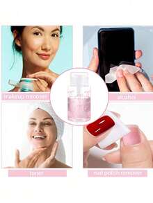 Pink Bow Design Refillable Transparent PET Travel Makeup Remover Bottle With 3.38oz/6.76oz Portable Pump, Suitable For Nail Polish Remover, Toner And Makeup Remover, Dome-Shaped Design, Hand Wash Only, Reusable, Essential For Travel And Vacation - Multicolor - View 7