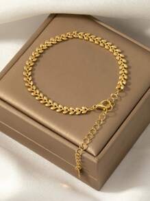 1 件优雅银色不褪色心形吊坠手链，非常适合情人节、周年纪念日和日常时尚穿着 - 金色11 - 查看 2