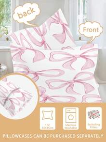 1/2PCS Pink Bow Crib Bedding Set -Soft Duvet Cover Set Enchanted Fairytale Nursery Sheets For Baby Girls, With Cute Pink Bow Double-Sided Design Sweet Pink Bow Toddler Bedding For Girls