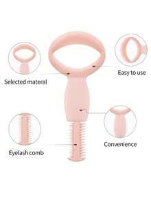 三合一化妆必备品：睫毛膏防护罩、睫毛分离梳和眉毛修饰刷：这款创新工具结合了三种基本功能，可打造完美眼妆，眼睑保护器可防止上下睫毛上睫毛膏涂抹混乱，金属齿梳可有效分离睫毛，化妆，便宜，房间装饰，梳妆台，旅行，卧室，化妆配件 - 淺粉色 - 查看 3
