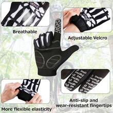 Skeleton Gloves Adjustable Lightweight Racing Skull Sports Work Bone Gloves Anti - Slip Breathable For Men  Women Motorcycle, Cycling, Biking, Workout - #1+Black+-+Full+Finger+-+Skeleton+Pattern+++Medium - View 3