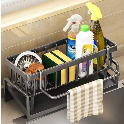 1 cái giá đựng miếng bọt biển bằng nhựa cho bồn rửa nhà bếp, giá phơi bát đĩa, giá treo quần áo có thể tháo rời, giá đựng đồ đa năng bằng nhựa dùng để đựng miếng bọt biển, xà phòng và bàn chải, giá đựng bàn chải và bình đựng xà phòng phòng tắm, phụ kiện nhà bếp