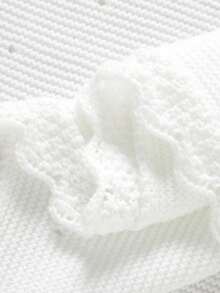 1 件厚针织婴儿毯，时尚波浪边休闲简约婴儿羊毛毯 - 白色 - 查看 7