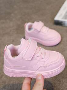 儿童白鞋2025春秋季：男童运动鞋、轻便校鞋、女童休闲一脚蹬鞋、软底婴儿鞋 - 粉色 - 查看 2