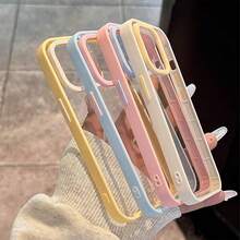 Casing Ponsel Dua Lapisan Transparan Tahan Lama, Anti Benturan, Bingkai Warna Kontras, Warna Solid, Cocok untuk Ph11, IPh12, IPh12 Pro, IPh12 Pro Max, IPh13, IPh14, IPh13 Pro Max, IPh14 Pro Max, IPh15 Pro, IPh15 Pro Max, IPh16, IPh16 Pro, IPh16 Plus, IPh16 Pro Max. Tahan Air, Tahan Guncangan, Anti Jatuh, Tahan Gores. - Berwarna merah muda - View 3