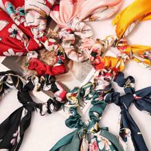 1 件时尚弹力仿丝发圈，配长丝带，简约蝴蝶结发饰，适合日常佩戴，马尾辫夹，发圈，发圈，发绳