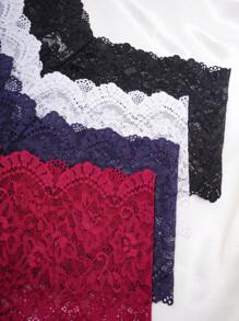 4pcs/Pack Plus Size Women Sexy Lace Trim Bikini Panty