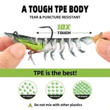 Luminous Shrimp Bait Soft Shrimp Bait Saltwater Fishing Bait Shrimp Bait Set With Sharp Hook Fish Bait Suitable For Freshwater Seawater Trout Bass Salmon Trout Bass Salmon - Multicolor - View 6