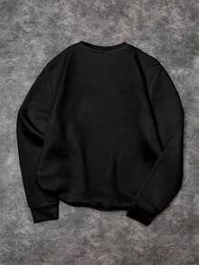 Men's Casual Street Fashion | New York Street Fashion Number 23 Print | Loose Fit Crew Neck Sweatshirt, Autumn/Winter - Black - View 5