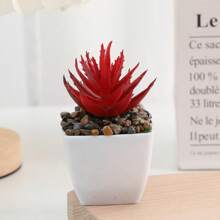 1件/4件仿真迷你多肉植绒迷你方形盆栽家居装饰室内阳台精美多肉盆栽-家居客厅、房间餐桌中心迷你盆栽装饰摆件