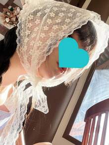 Koronkowa opaska na głowę z trójkątnym szalikiem dla kobiet, ręcznie robiona na szydełku w stylu koreańskim, pusty wzór, rekwizyt do zdjęć