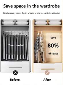 1 pieza Estante multiusos para pantalones - Organizador de armario ahorra espacio, antideslizante para corbatas, bufandas, vaqueros, pantalones, con estructura multinivel resistente, adecuado para todas las estaciones. (Este producto requiere autoensamblaje. Fácil instalación y uso.) - Blanco - Ver 3