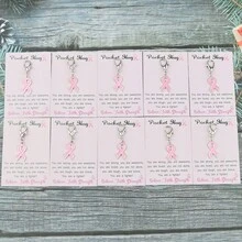 5件/6件乳腺癌钥匙扣合金粉红丝带激励意识钥匙扣手工礼物适合女性女孩闺蜜姐妹 - 粉色 - 查看 3