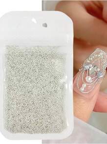 1 Beutel Nagel-Kunst Mini Kleine Edelstahl Kaviar Perlen Nagel-Kunst Dekorationen Silber Mikro Ball Dekor Gel Lack Nagelspitzen Maniküre Zubehör
