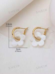 1 对简约奢华亚克力白色镂空花卉耳环，适合女性日常佩戴，礼物 - 白色五花 - 查看 5