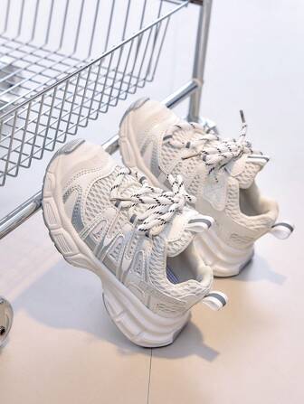 Barnskor/Barnskor/Löparskor för pojkar/Flickskor, Ovandel i mesh och PU-läder, Andningsbara, Lämpliga för vår, sommar, höst, vinter, skolstart, Ny design, Lättvikt, Halkfri gummisula, Kardborrebandsdesign, Lätt att ta av och på, Passar för löpning, skola, utomhus, träning, Alla årstider, Lämplig för 3-14 år