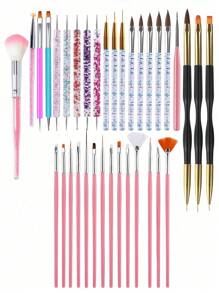 35/31pcs Professional Nail Art Brush Set - 3D Gel Brushes, Acrylic Brushes, Salon-Grade Nail Tools, Suitable For Home Manicure And Salon Use - Multicolor - View 11