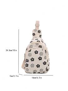 Strawberry Print White Women's Fanny Pack Waist Bag Coin Purse Multi-Pocket Canvas Bag Small Phone Pouch Cute Pink Travel Bag - White - View 2