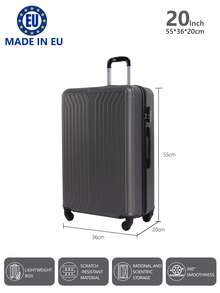 歐洲製造，行李箱學校宿舍必備品大學宿舍必備品學校行李箱旅行箱行李箱耐度假必備手提行李箱旅行箱、輪式行李箱套裝、登機箱，托運箱，四輪行李箱、硬殼拉桿箱、ABS 材質， - 深灰色 - 查看 2