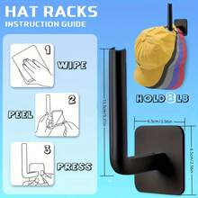 No Drilling Adhesive Wall Hooks 4-Pack Black Hat Rack Cap Holder, Bathroom Accessories Organizer Storage For Baseball Caps Towel Clothes Wall Mounted Hanging Hooks - Đen 4 Cái - Xem 3