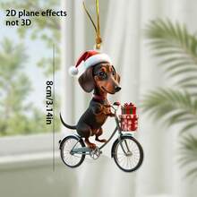 1 2D Flat Acrylic Sausage Dog And Elephant Patterned Holiday Pendant Wearing A Christmas Hat, Suitable For Christmas, And Birthdays - Perfect For Car Mirrors And Christmas Trees. The Acrylic Pendant Is Suitable For Christmas Tree Decoration, Backpacks, Keychain Decorations, And Christmas Tree Decorations Home Decor Christmas Decorations Room Decor