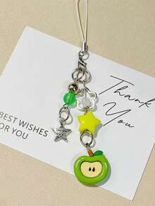 1 件可爱“好运”苹果形手机/包饰物、装饰吊坠、防丢失 USB 支架 - 彩色 - 查看 12