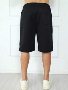 Bermuda  moletom masculina /Bolsos com ziper /Cintura elástica - Preto - Visão 2