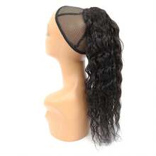 Water Wave Ponytail Extensions Drawstring Ponytail Natural Black Color Human Hair With Clip Thick Ponytail Hair - SNatural - View 6