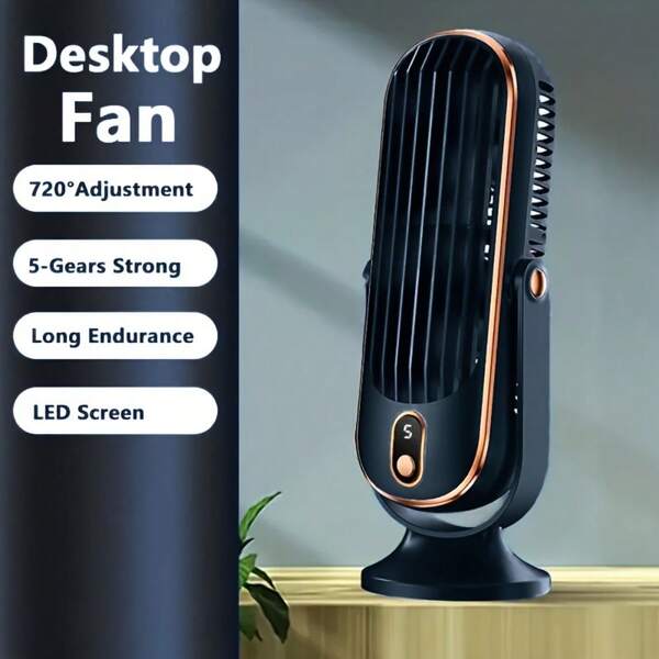Household Portable Air Conditioner Fan - Dual Motor Small Air Cooler With Large Rechargeable Lithium Battery, 5-Speed 720° Surround Air Blower, USB Charging, Indoor & Outdoor Available