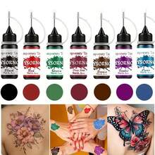 7-Color Henna Tattoo Cream + 62  Pattern Tattoo Stencils And Hand Templates Tool Set,  Body Art Marking Gel DIY, Semi-Permanent Tattoo Cream Face Body Painting Body Art Suitable For Halloween, Christmas, Birthday, Stencils Are Easy To Wash - 彩色 - 查看 2