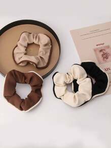 7pcs/Set Women's Black & White Solid Color & Houndstooth Hair Scrunchies, Suitable For Daily Use, Hair Ties, Scrunchy Hair Ties, Washing Face, Hair Accessories