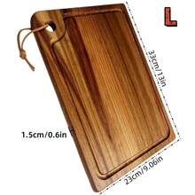 1 Stück Holz Schneidebrett, rechteckiges Serviertablett, in 3 Größen erhältlich: groß, mittel, klein, geriffeltes Holz Hackbrett mit Aufhängeloch, multifunktionales Hartholzbrett, geeignet für Küche Zuhause, Grillen, Dinnerparty, Geschenk zu Feiertagen, Küchenutensilien, Grillzubehör, strapazierfähiges Holz, perfekt für Weihnachten und Thanksgiving