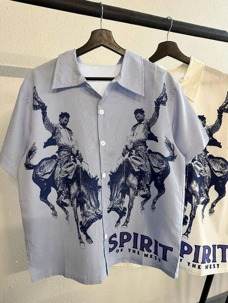 Plus Size Men's Summer New Short Sleeve Polo Shirt, Floral Print, Plus Size Stylish Fashion - Blue - View 1