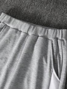 Set da 2 pezzi: felpa con stampa di lettere a maniche lunghe e pantaloni con tasche a righe, moda casual per bambini di 7-11 anni, adatto per attività all'aperto e sport scolastici