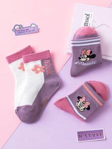 Disney 3/6 đôi tất họa tiết Minnie Mouse dễ thương chính hãng, tất dài đến bắp chân cho bé gái, tất kiểu hoạt hình Hàn Quốc cho bé trai, tất mùa thu/đông, tất cho bé sơ sinh, tất - Nhiều màu - Xem 8