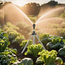 Rotating Tripod Sprinkler 360 Degree Large Area Automatic Double-Sided Coverage, Metal Lawn Irrigation System,  Modern Sprinkler Design For Efficient Watering, Lawn Watering Sprinkle For Garden, Farm - Black - View 2