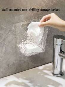 1pc/2pcs Waste Facial Tissues Storage Box, Wall-Mounted Bathroom Washbasin Rack, Cotton Soft Tissues And Facial Tissues, Bathroom Rack