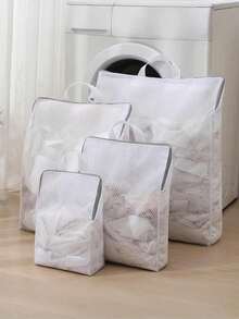 带手柄和蜂窝网的白色洗衣袋，大容量网状洗衣袋，加厚洗衣机袋，悬挂式网状洗衣篮，内衣洗衣篮，多功能衣物收纳网袋，可重复使用的烘干袋，宿舍必备衣物整理器，衣柜整理和收纳卧室 - 彩色 - 查看 6